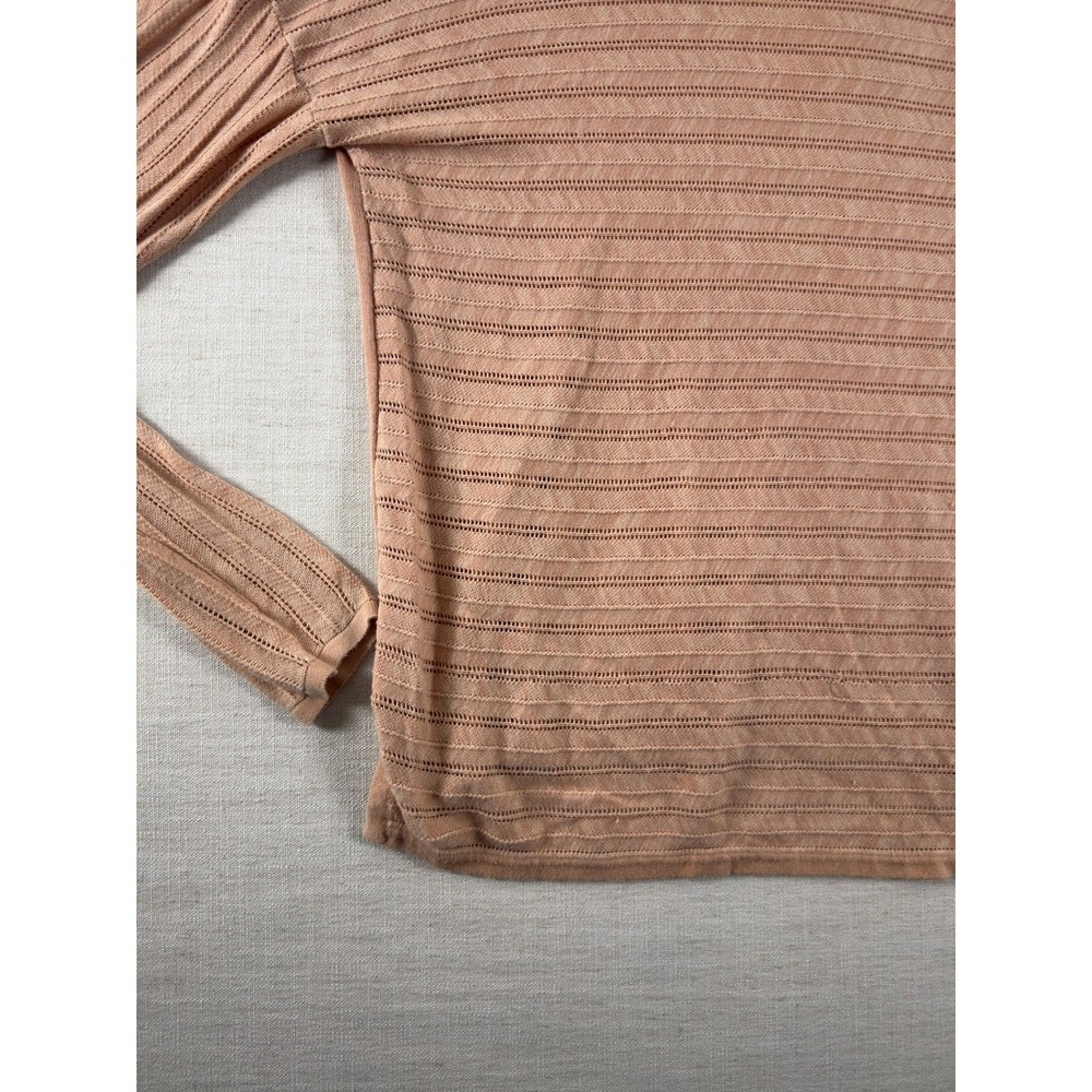 prAna Sweater Womens S Pink Pointelle Open Knit Long Sleeve Relaxed Pullover - Picture 6 of 11